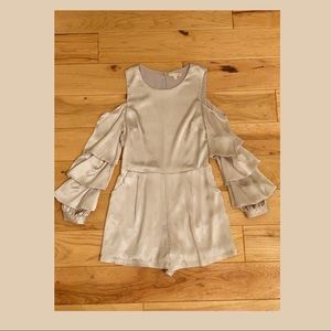 Silver Cold Shoulder Romper long sleeve